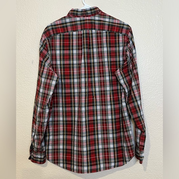 J. Crew Mens Stretch Secret Wash Chili Plaid Organic Cotton Classic Fit Medium - Picture 3 of 14